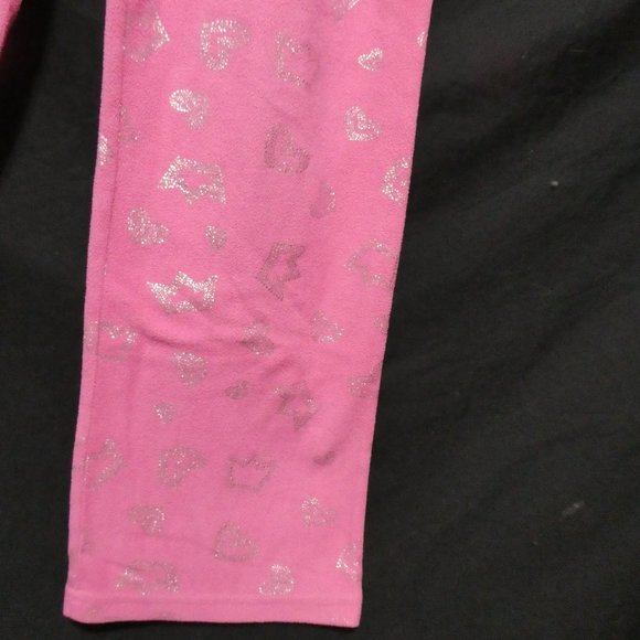 GEORGE, large (14/16) pink fleece pants, silver heart print, GUC - Picture 6 of 15